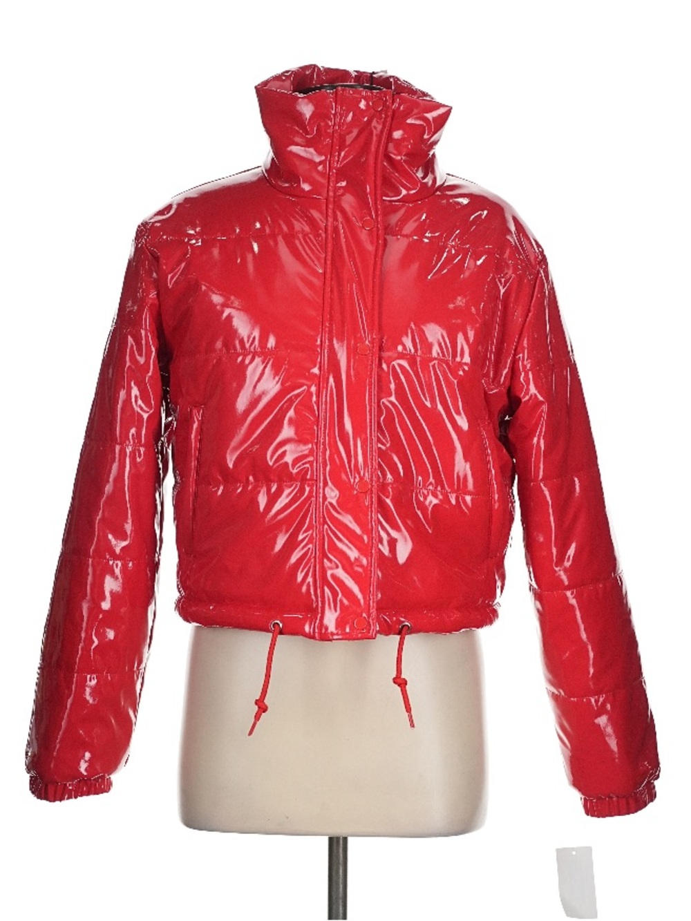 NWT Vigoss Glossy Red Crop Puffer Jacket Size M Y2K